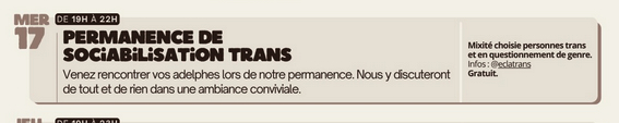 Permanence de sociabilisation trans